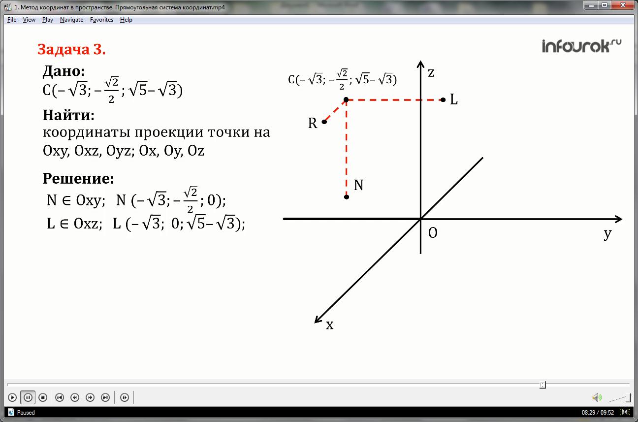 Проект метод координат в пространстве