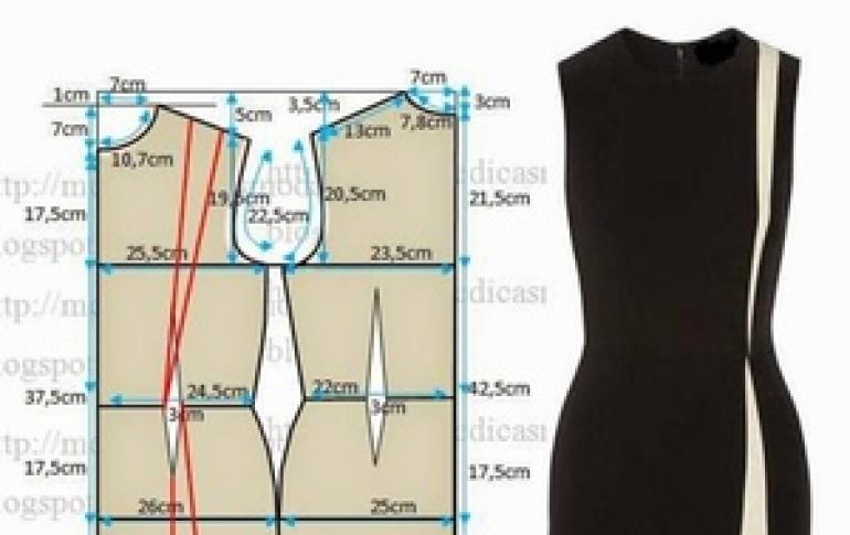 पोशाक पैटर्न का चरण-दर-चरण निर्माण तीन-चौथाई आस्तीन वाली एक म्यान पोशाक सिलें