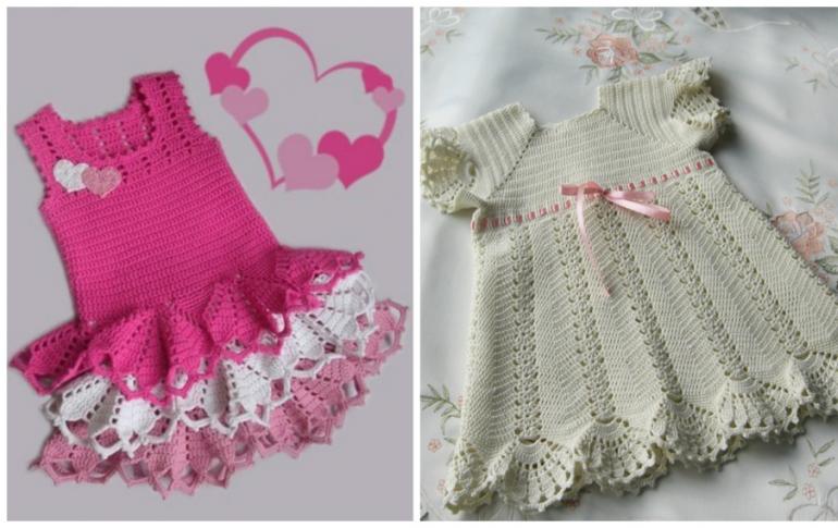 Como tricotar um lindo vestido de verão infantil para menina com crochê e tricô: instruções para iniciantes